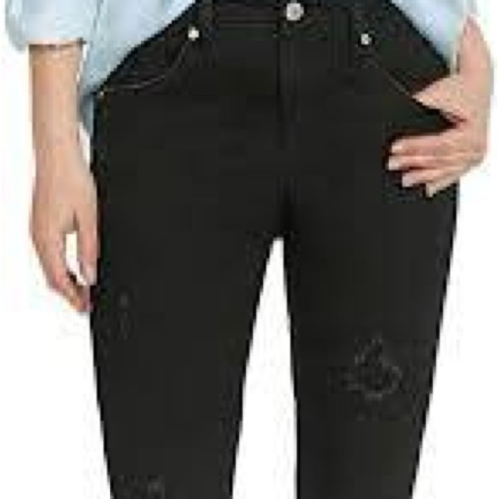 Buffalo David Bitton black Jess rip & repair mid-rise skinny jean size 6/28
